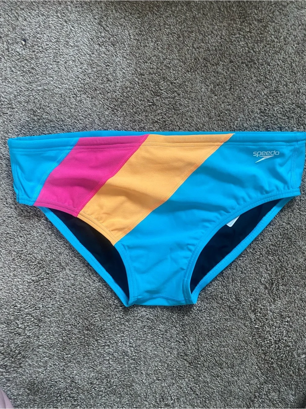 Speedo Turquoise Swim Brief with Pink and Yellow Accents